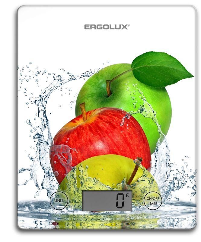 Весы кухонные ELX-SK02-С01 до 5кг 195х142мм бел. яблоки Ergolux 13602