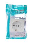 Розетка 1-м СП Vesna с заземл. защ. шторки ПБТ механизм бел. LEZARD 742-0288-124B