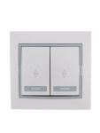 Переключатель проходной 2-кл. СП Mira 10А с сер. вставкой бел. LEZARD 701-0215-106