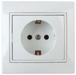 Розетка 1-м СП Plano 1Э-202-01 16А IP20 250В 2P+E Schuko без лапок бел. Intro Б0038828
